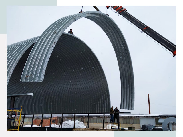 Полукруглые ангары в Королев